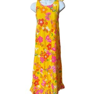 1960s neon dayglo maxi dress